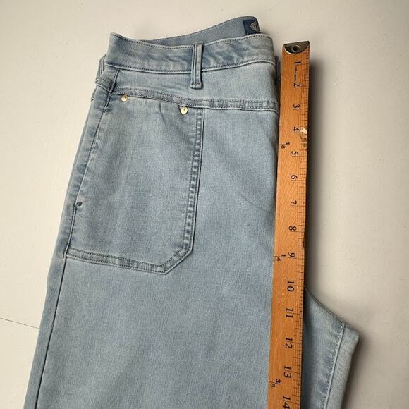 Democracy Absolution Jeans Womens 14 Blue Wide Leg Crop Raw Hem Stretch Pockets - Picture 11 of 14